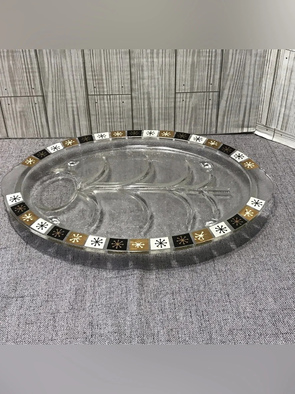 Vintage Mid Century Modern Inland Glass Meat Platter